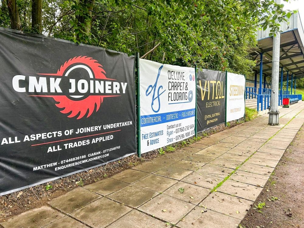 Mesh football pitch advertisement banners