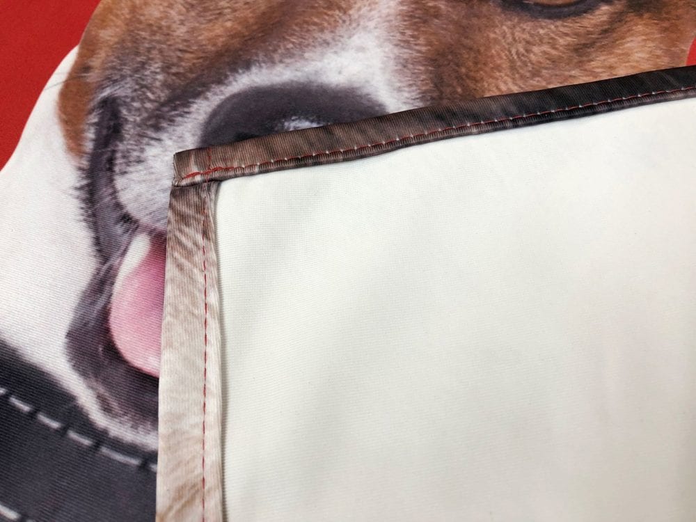 Textile backlit close up of hem